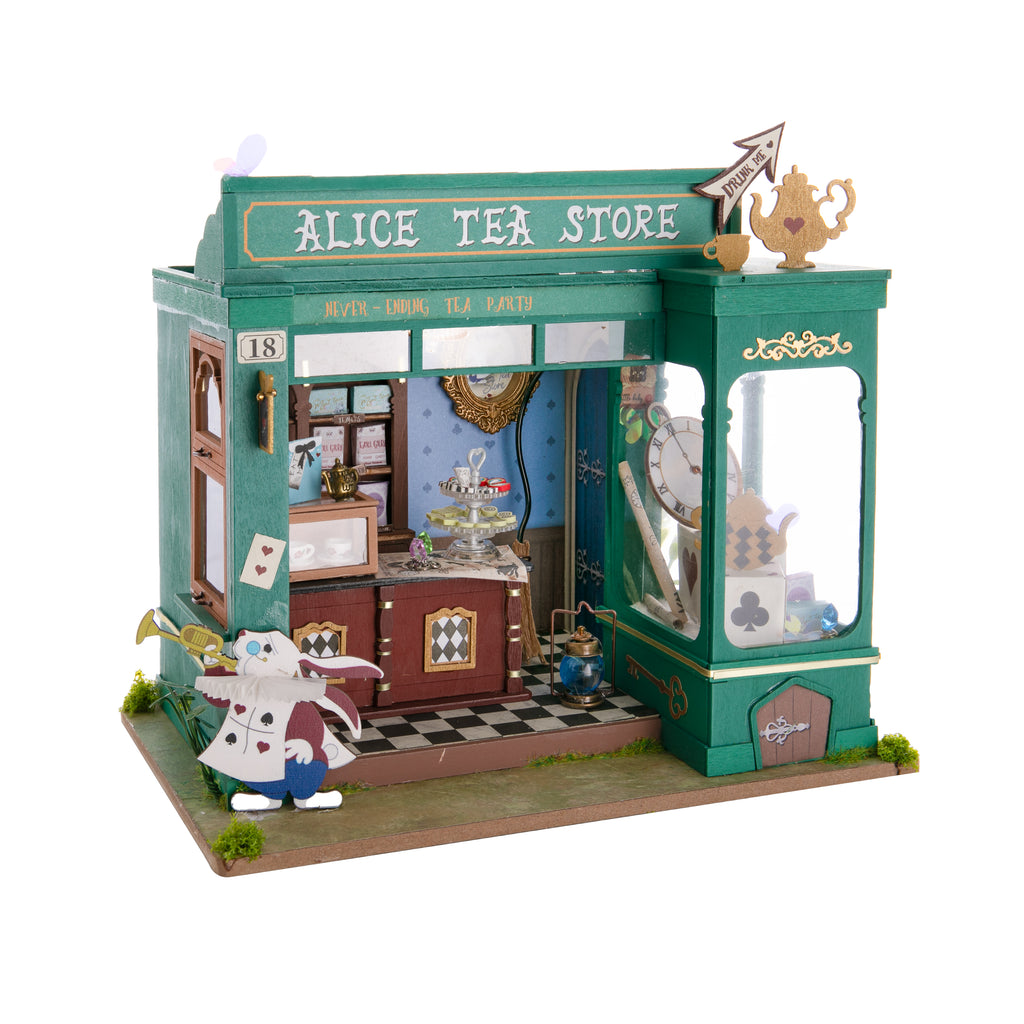 This tea store model kit is the perfect indoor activity. As you bring the model kit to life, you’ll find constructing this tea shop is both meditative and fun. Includes everything you need, including light fixtures with tiny LED bulbs. Assembled size: 8.66" x 6.22" x 7.17". Ages 14+.