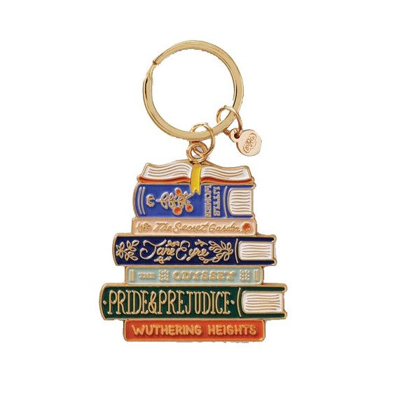 For the love of literature, adorn your keys with some literary fashion. These book titles are always in style! Dimensions: 2.4" x 1.75" Materials: Zinc alloy, stainless iron, polished enamel 1" keyring.