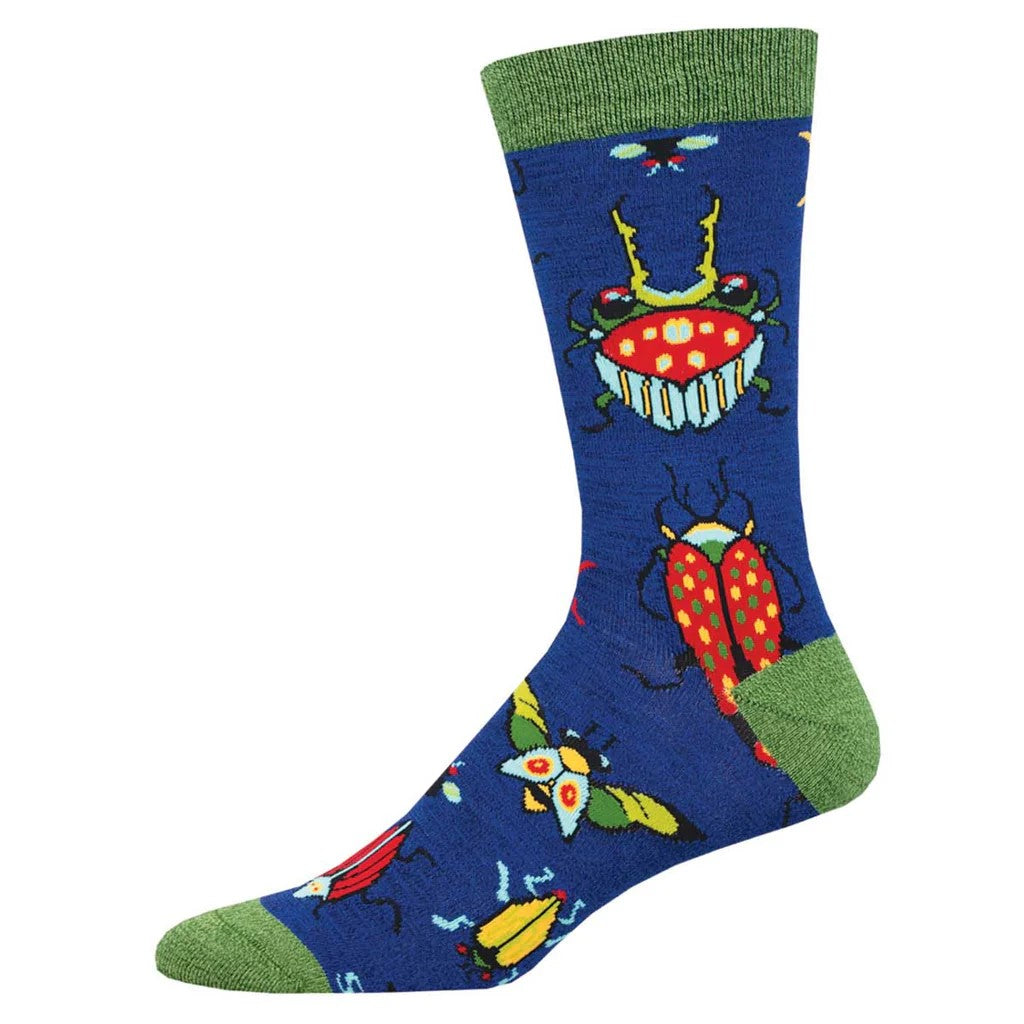 Show off your love for bugs without all the creepy crawlies. They'll be no unwanted pests creeping around your sock drawer when you liven it up with these eco-conscious bamboo fiber socks. Material content: 63% Rayon from Bamboo, 35% Nylon, 2% Spandex. Size: L/XL 10-13 (Women's Shoe Size 10.5+ and Men's Shoe Size 9-13)