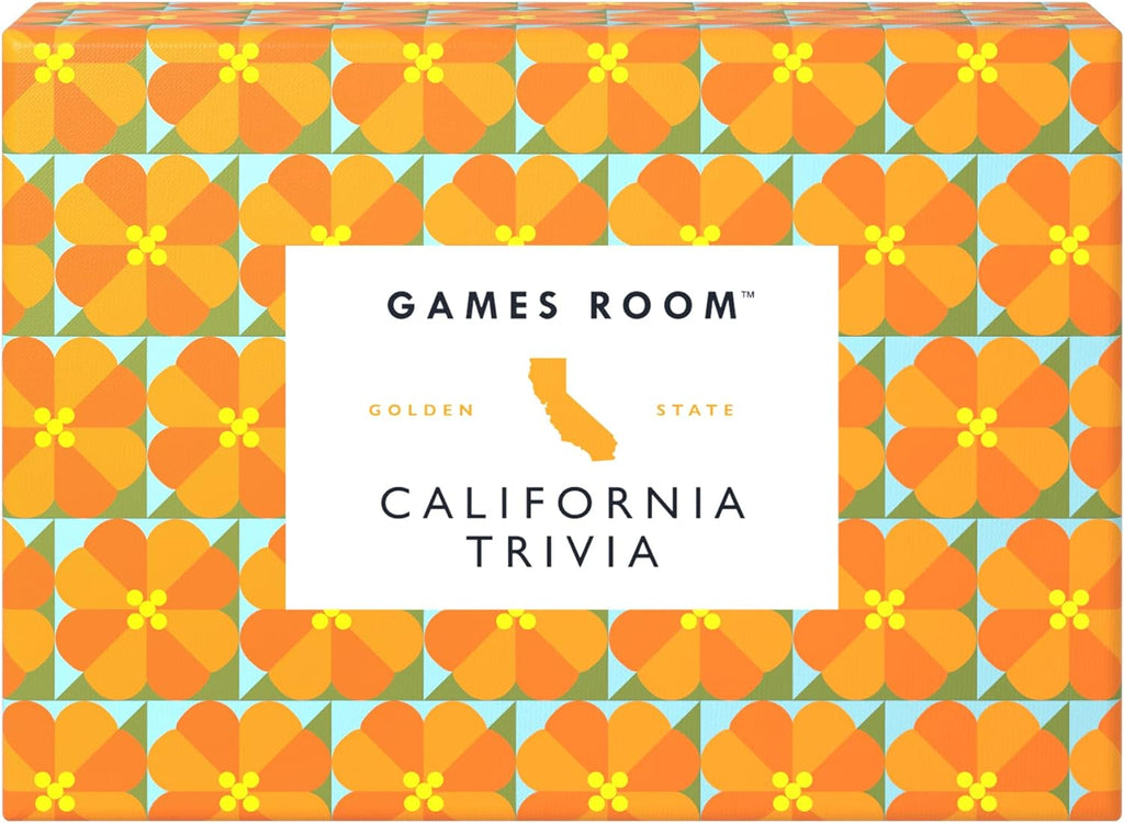 Test your California knowledge with this fun, boxed set of trivia cards. This brightly patterned box is filled with trivia questions that explore all of the great state of California. The 140 multiple-choice questions in this set come with three optional difficulty levels, perfect for entertaining all ages. 