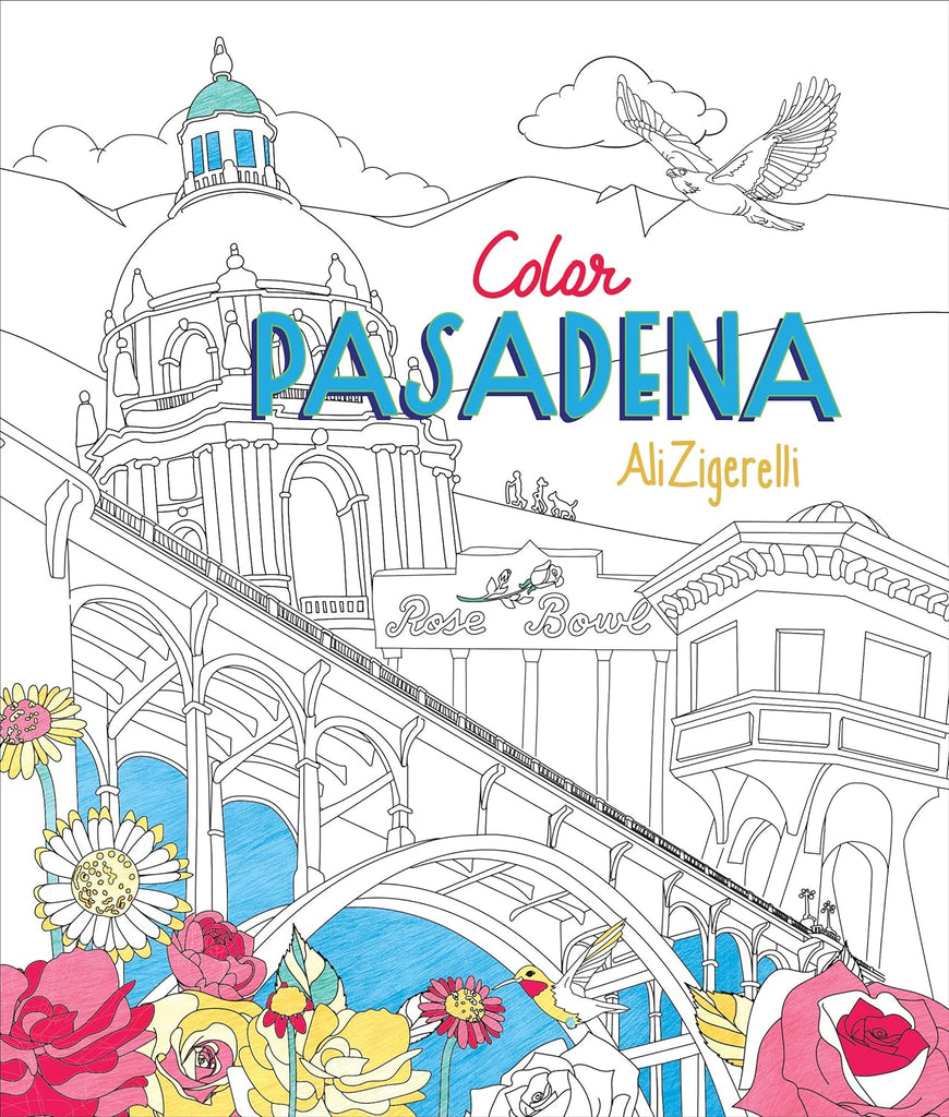 Featuring charming illustrations, quality paper, and perforated pages, this adult coloring book has thirty-eight full-page images of Pasadena, including city hall and the famous Rose Parade and Rose Bowl and such beloved local landmarks as Vroman's Bookstore, the Del Mar jacarandas and the Huntington Library.