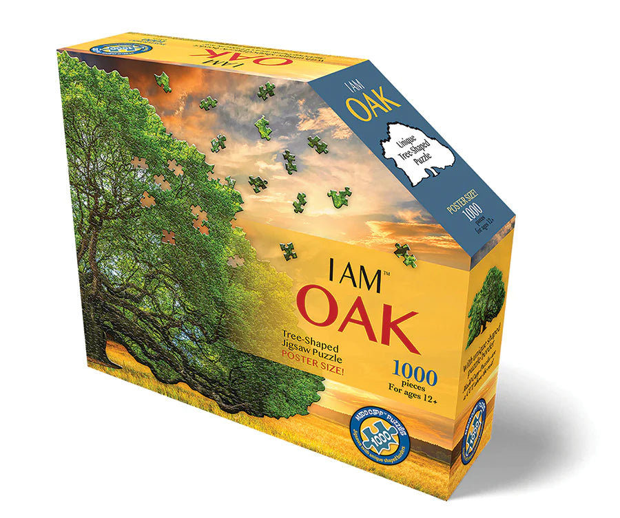 Bring the majesty of the mighty oak into your home with this 1,000-piece jigsaw puzzle that will keep you entertained for hours. When finished, you can enjoy the vibrant greens and sweeping limbs of one of our favorite trees. This puzzle is perfect for those who love nature and the outdoors. Finished size: 38" x 24".