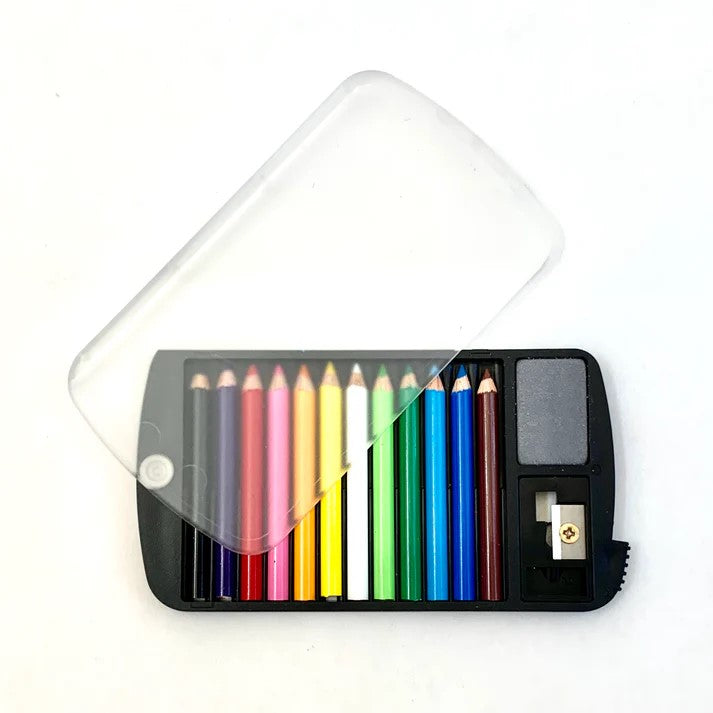 The tiniest of colored pencils, all ready to go with you in pocket form! Comes in its own clear case and sleeve. Take these with you whenever inspiration strikes! Dimensions: Pencils 1¾”, Card 3¾”x2”x¼” 12 pencils. Comes with mini sharpener and mini erase