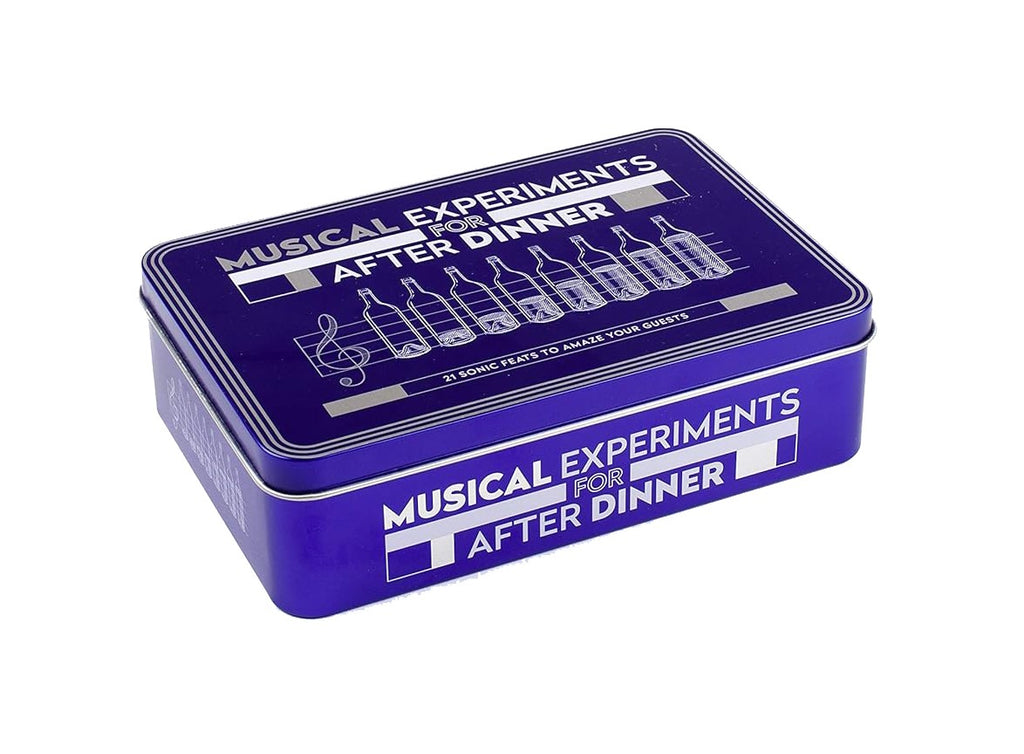 Dinner parties a bit tame? Tired of hearing the same old playlists? Liven up your evenings with these hilarious after–dinner sound and music experiments. Musical Experiments for After Dinner includes 21 techniques each illustrated by a card including step–by–step instructions and presented in a beautiful gift tin.