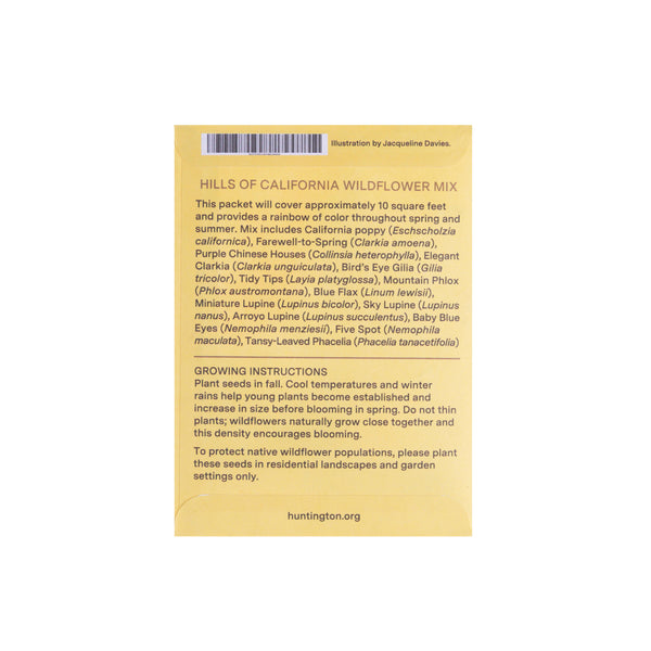 wildflower seed instructions THE HUNTINGTON HILLS OF CALIFORNIA WILDFLOWER MIX SEED PACKET