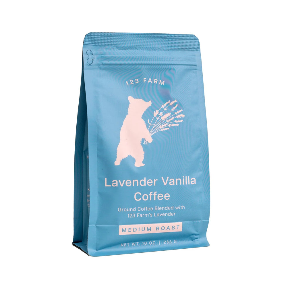 This organic dark roast coffee is blended with a touch of hand-harvested lavender from California lavender fields and is finished with a splash of organic vanilla. The result is a rich, velvety coffee with a sweet floral and nutty flavor. Organic coffee with a hint of lavender. 10 oz bag.