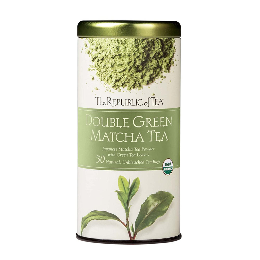This light and crisp infusion is clean, smooth and refreshing. Enjoy hot or iced! Republic of Tea married the exquisite organic green tea powder known as matcha with fine, organic green leaf tea. This tea's smooth character makes it a good partner with sweet or savory foods. 50 natural unbleached tea bags.  2.65 oz.
