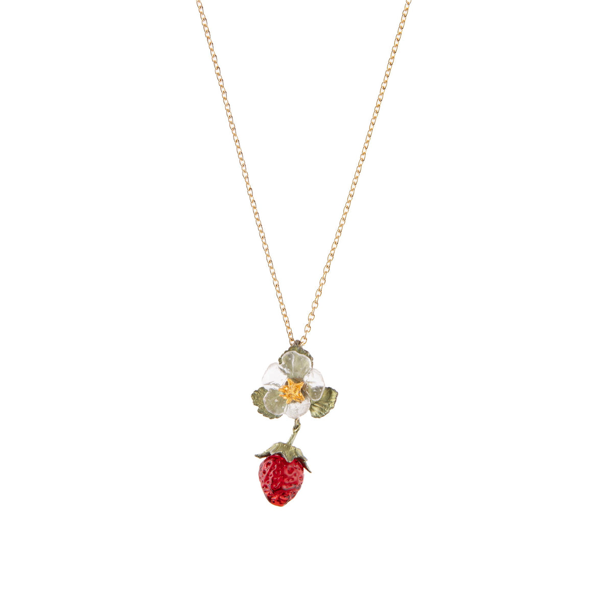 STRAWBERRY FLOWER PENDANT NECKLACE – The Huntington Store