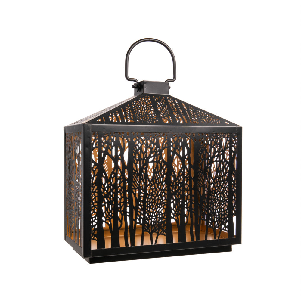 Beautify your home with this stunning Forest Cut Metal Lantern. This piece will surely add an elegant and contemporary touch of style to your living space.