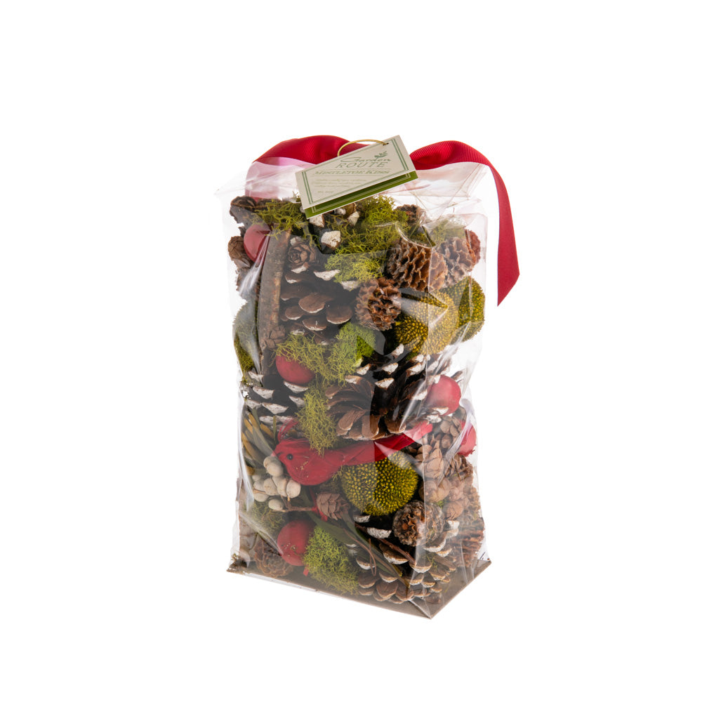 Invite the cozy fragrance of Mistletoe Kiss Botanical Potpourri Blend into your home this season. This will leave you feeling reminiscent of the holiday season.