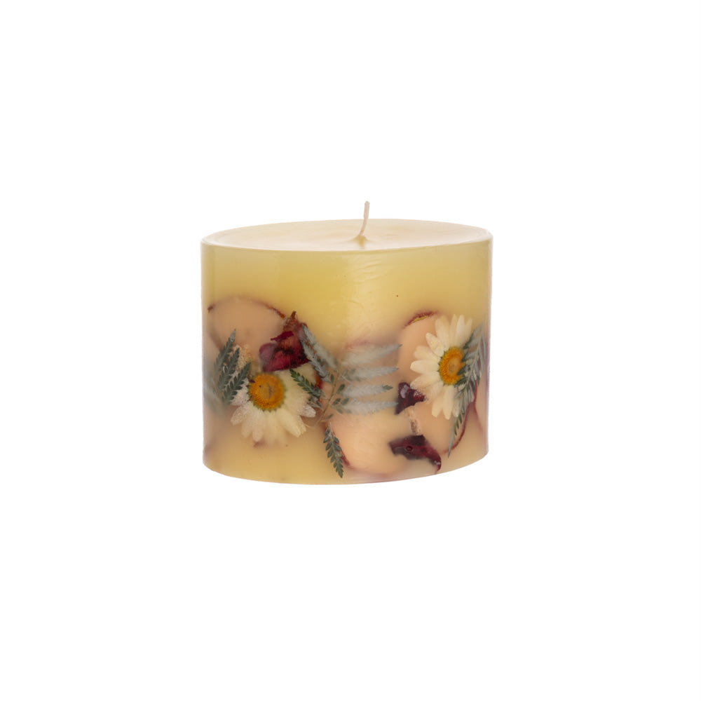 This rich, spicy apple candle bursts with warm, spicy notes and finishes with a touch of apple. As the candle burns, the botanicals encased within the wax become beautifully illuminated from within, giving your room a warm, cozy glow.  3.9"L x 3"W x 3"H. 60-hour burn time.  Hand Made.