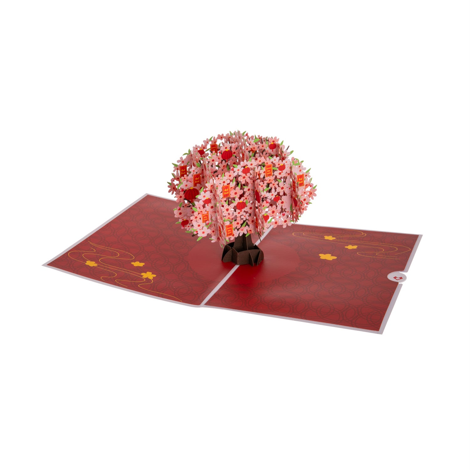 Bring good fortune into the new year with this Lunar New Year card! Once opened, an intricately designed cherry blossom tree elegantly stands, representing the Lunar New Year. 5" x 7". Includes envelope, pop-up card, and blank note. FSC-certified craft paper.