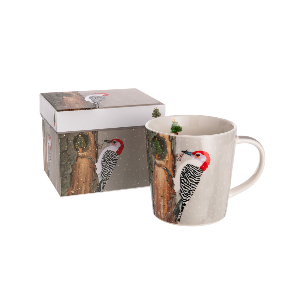 This woodpecker has style! This bone china mug is perfect for bird lovers and anyone who wants to make Christmas a little more merry. 