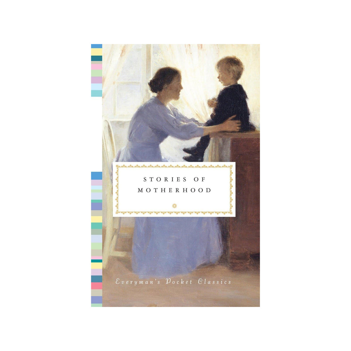 Book cover of 'Stories of Motherhood' with a painting of a woman and child on the cover.