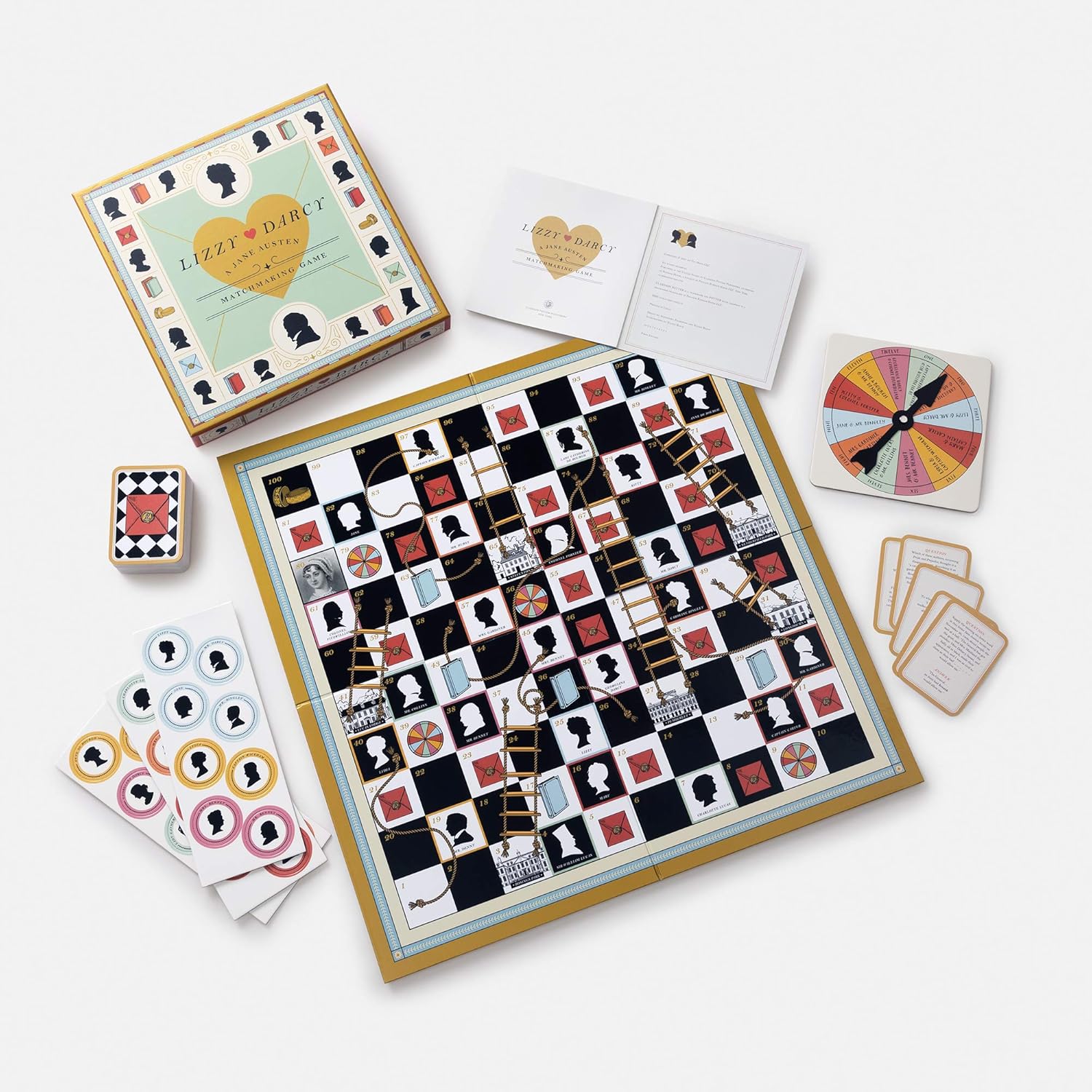 How well do you know Jane Austen and her beloved characters? This matchmaking board game will find you climbing social ladders, sliding down ropes of scandal, and answering many trivia questions to unite your character with a partner in matrimony. A perfect gift for the Austen lovers! Recommended ages: 12+ 2-6 players