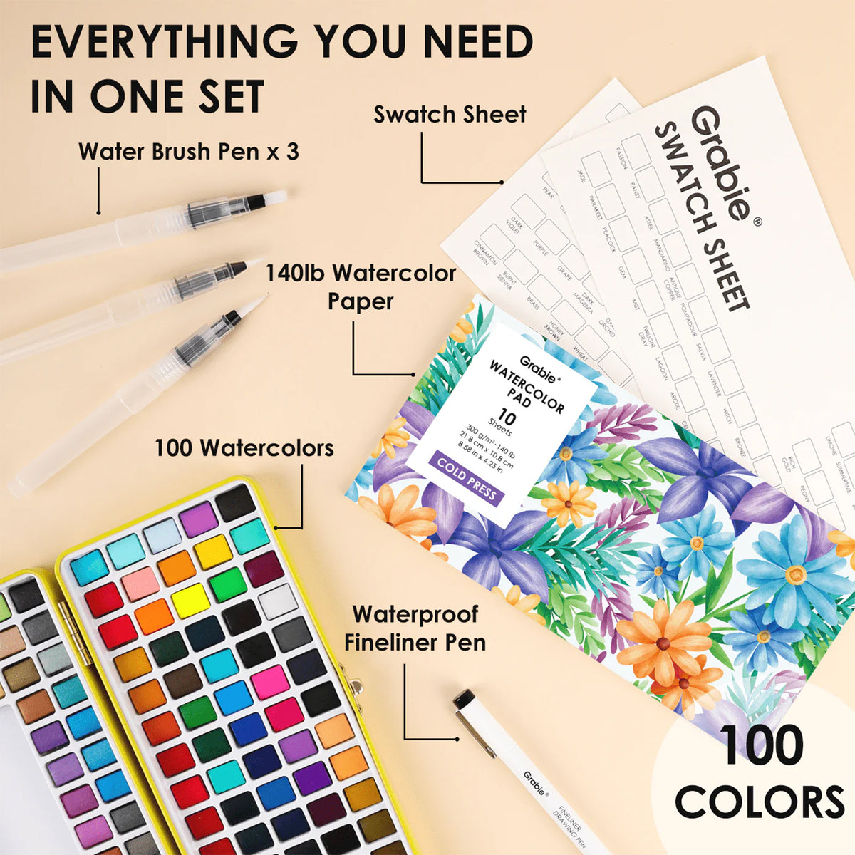 PREMIUM WATERCOLOR SET - 100 COLORS