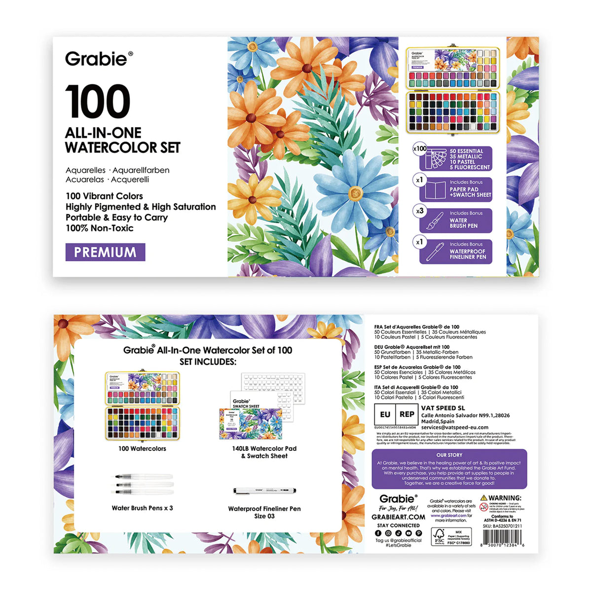 PREMIUM WATERCOLOR SET - 100 COLORS