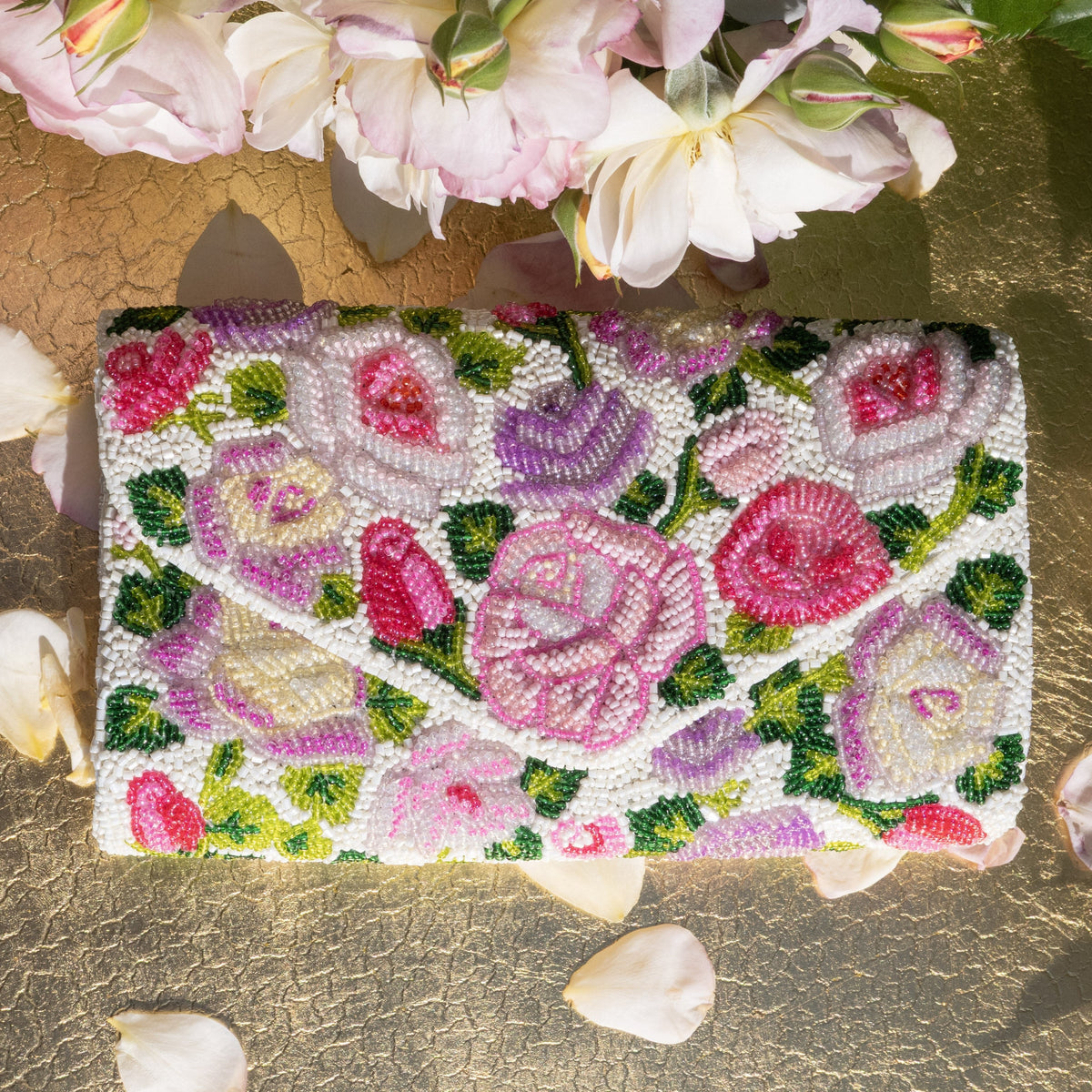 HUNTINGTON ROSE GARDEN BEADED CLUTCH