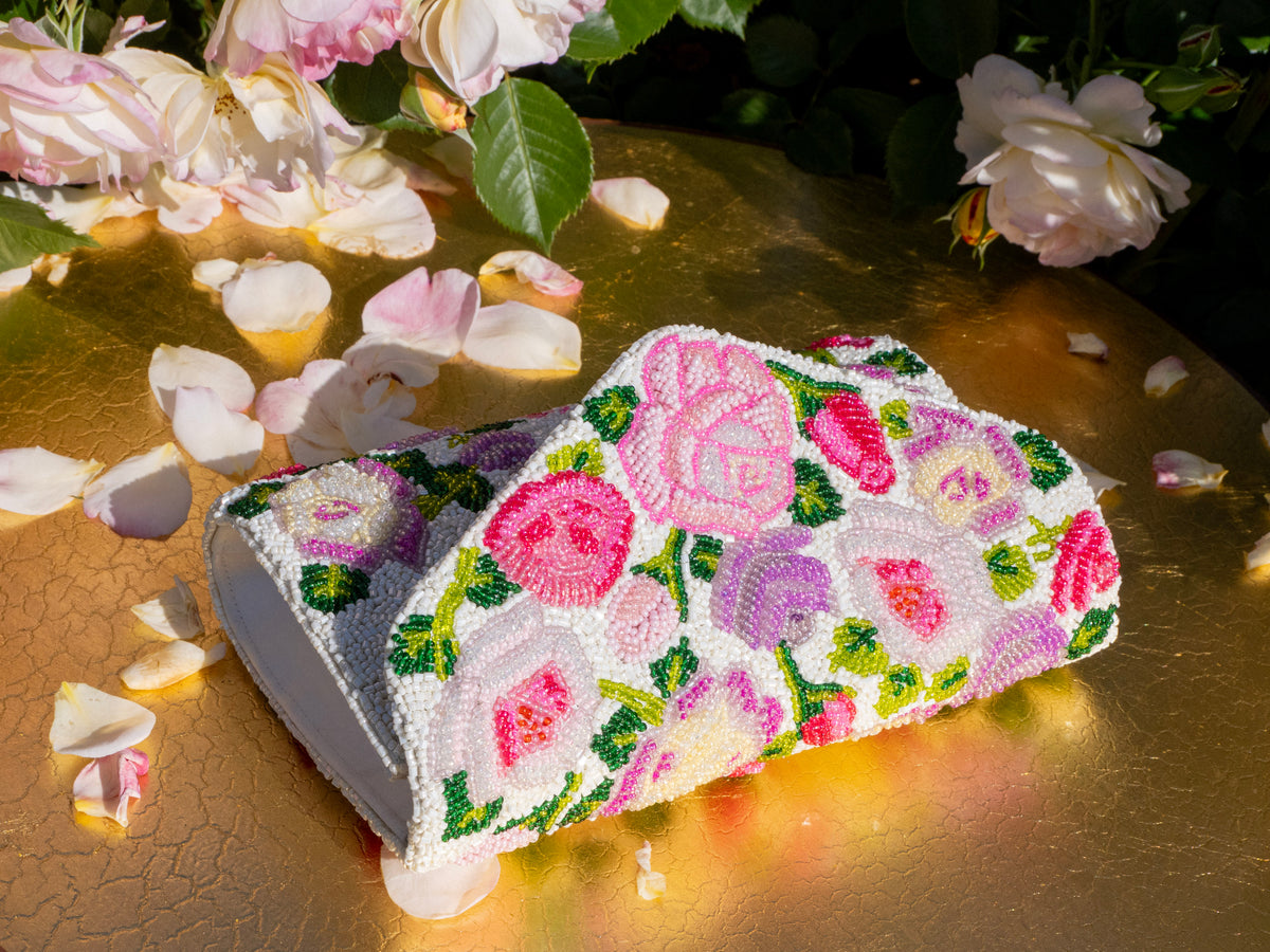 HUNTINGTON ROSE GARDEN BEADED CLUTCH