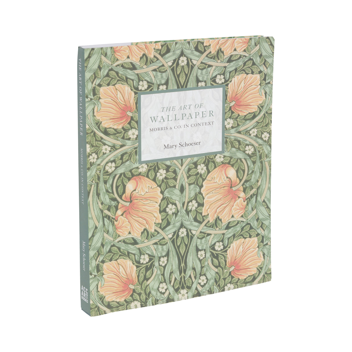 Book cover with floral design and text about 'The Art of Wallpaper' by Mary Schoeser