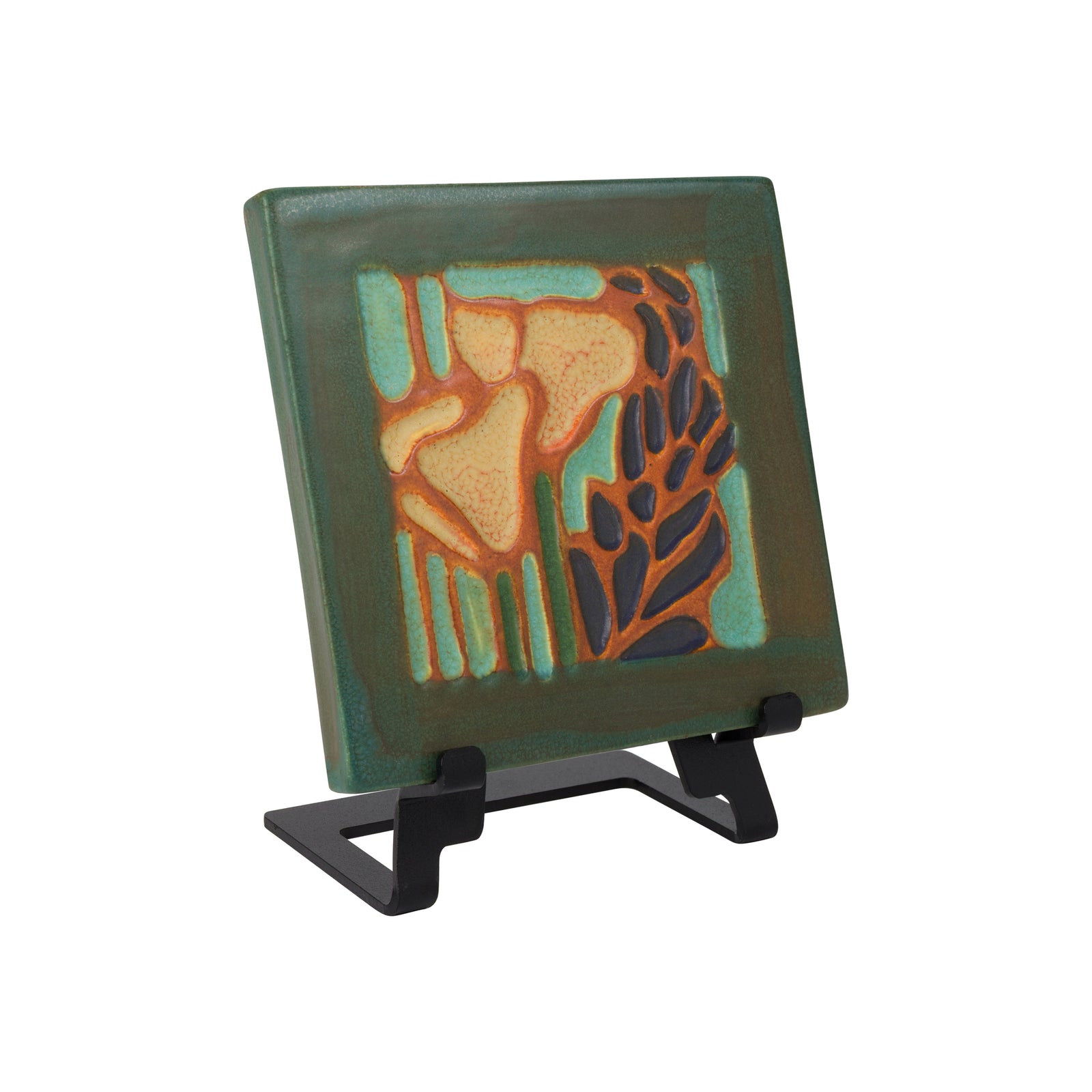 Easels are an elegant option for art tile display. Fabricated from powder-coated steel, these easels are made in the USA and feature durable single-piece construction. This small easel holds 4-inch - 10" tiles (unframed). 5" X 3" Holds 4 to 10 inch tiles (unframed) Metal with matte black finish Tiles sold separately.