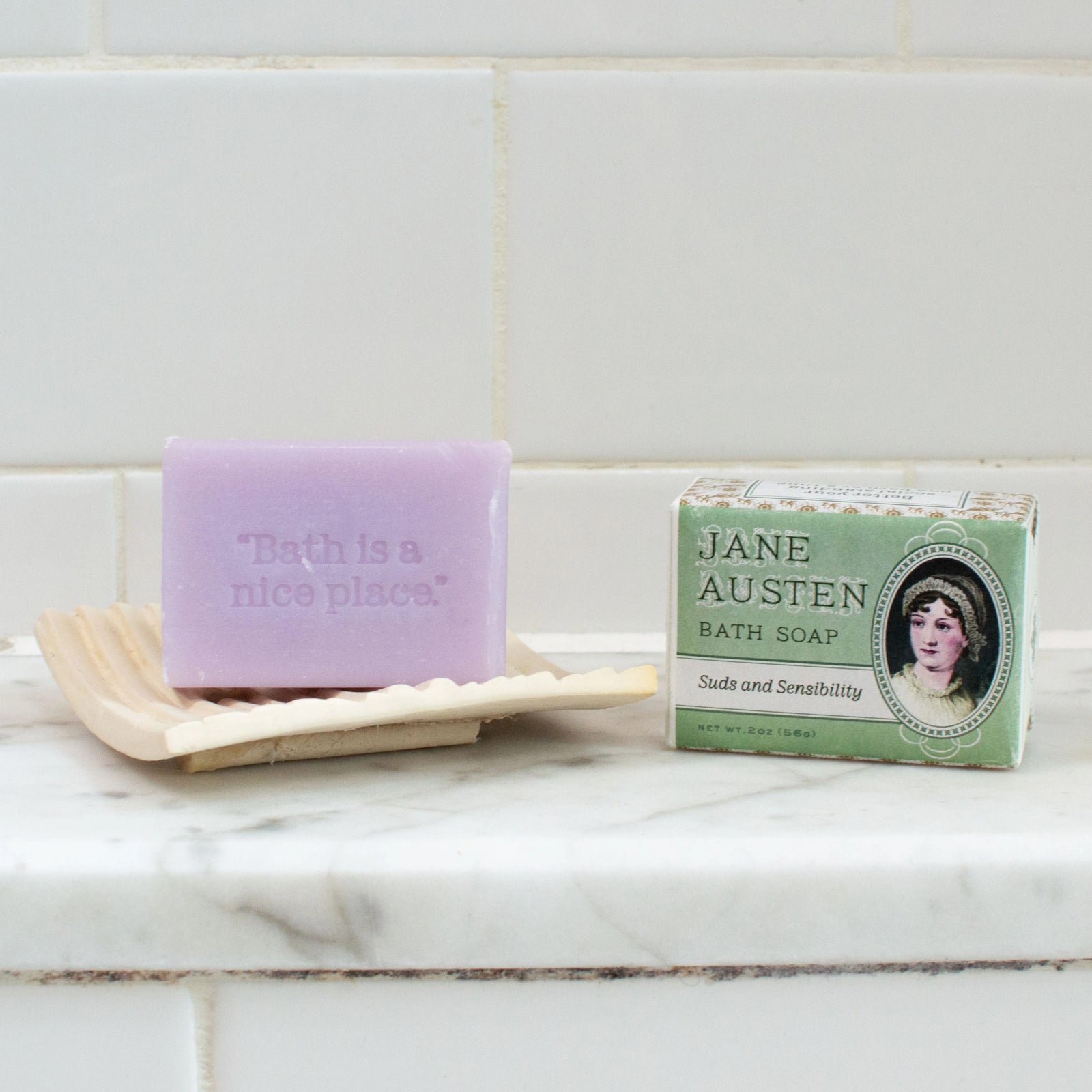 This lavender-scented guest soap is perfect for the Jane Austen party you plan on throwing, or it could be a nice addition to the soap dish in the bathtub. Impress your literature-loving friends and have clean hands at the same time! 2 oz. Not tested on animals Made in USA