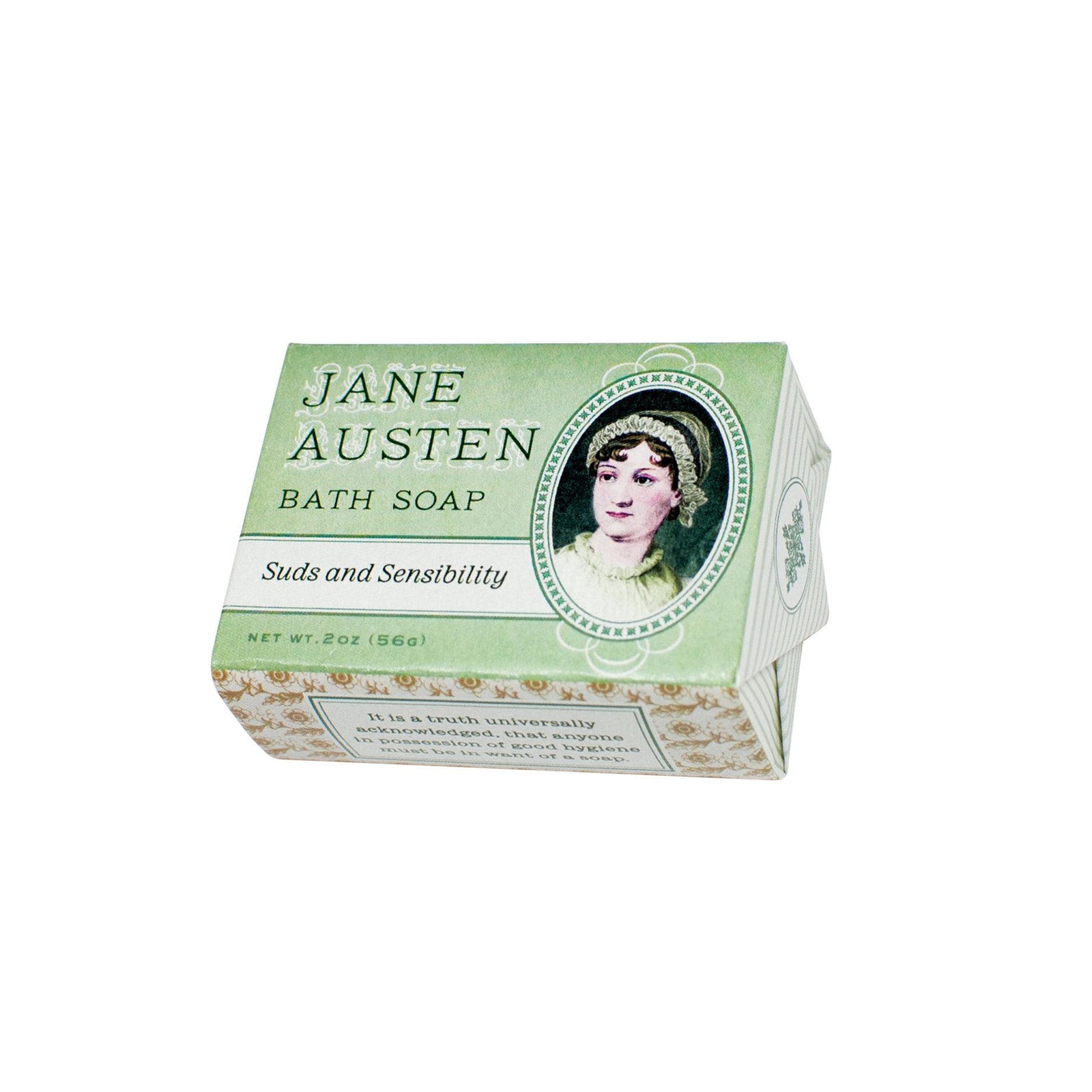 Box of Jane Austen-themed bath soap on a white background