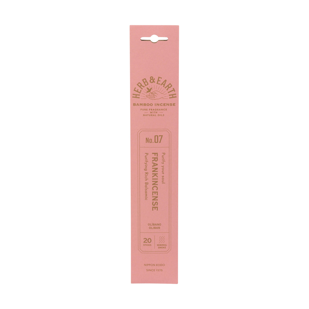 Herb & Earth Frankincense incense packaging on a white background