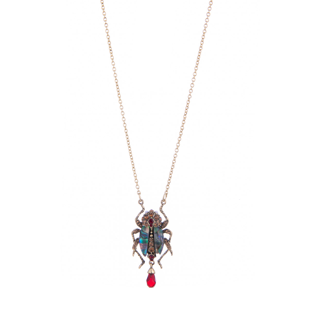 JEWELED BUG PENDANT NECKLACE