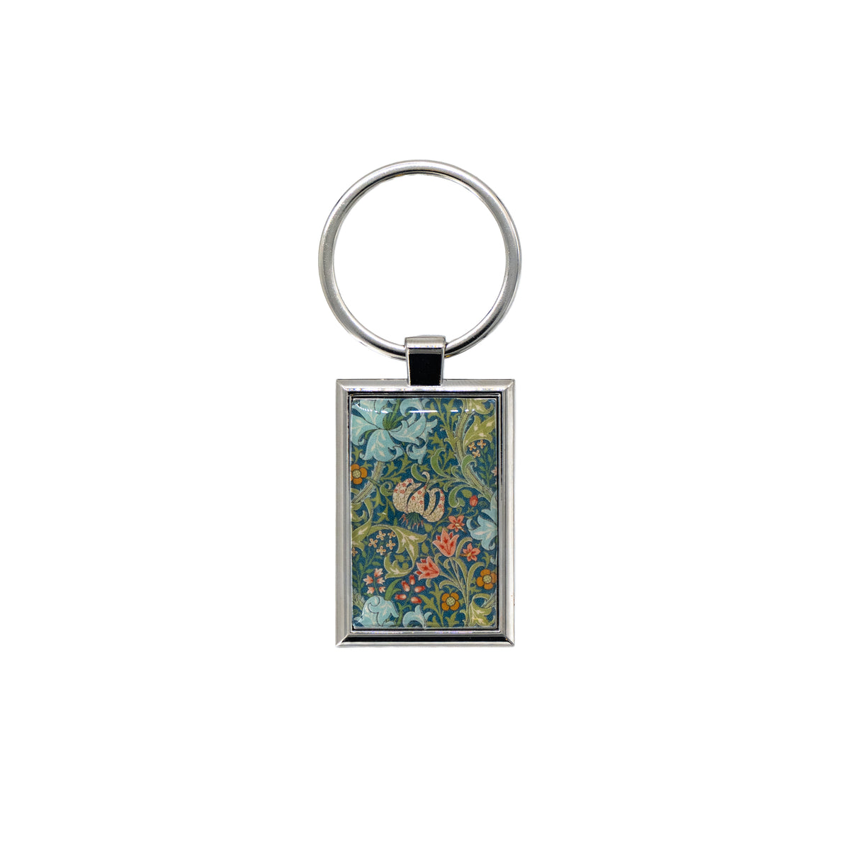 Keychain with floral design on a white background