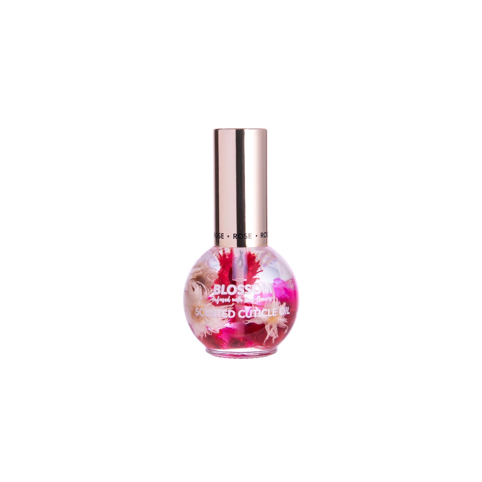 With infused colorful dried flowers and in a rose scent, this cuticle oil hydrates and nourishes dry cuticles and uses natural essential oils. Use daily to strengthen nails. Vegan, Cruelty-free Paraben-free 1 oz. Ingredients: Mineral Oil, Fragrance, Tocopheryl Acetate, Oleyl Alcohol Made in USA