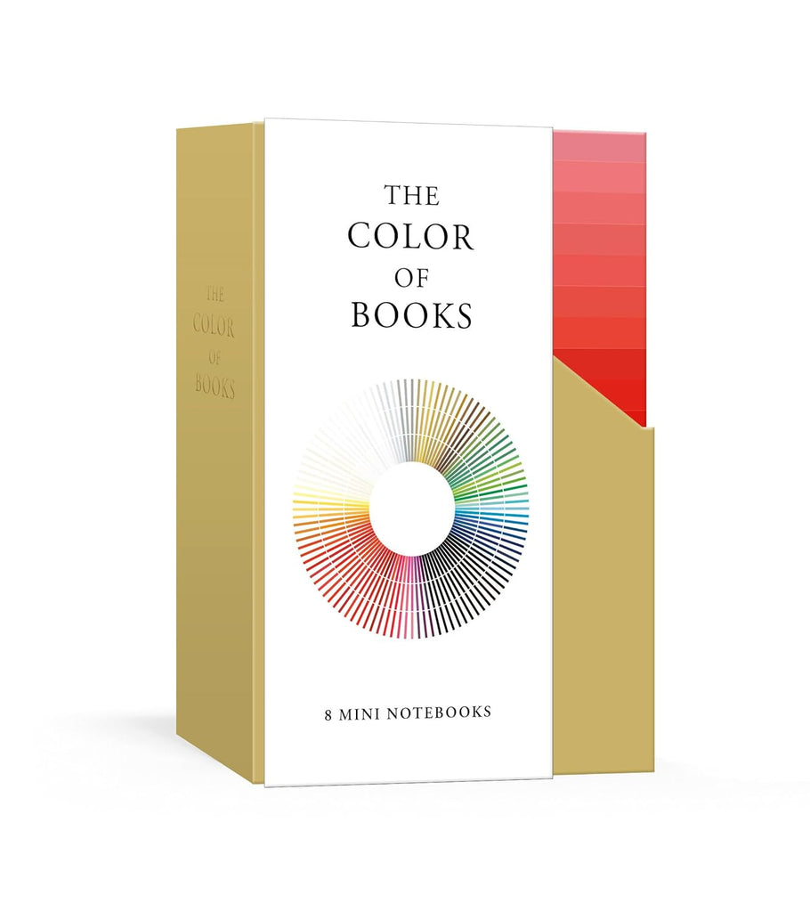 Read the rainbow with The Color of Books, a collection of eight blank notebooks that evoke the full color spectrum, as represented by 160 different book titles. Each brightly hued notebook cover in The Color of Books features a collage of book titles in a specific color family. Dimensions: approx. 4" x 2" x 6" 