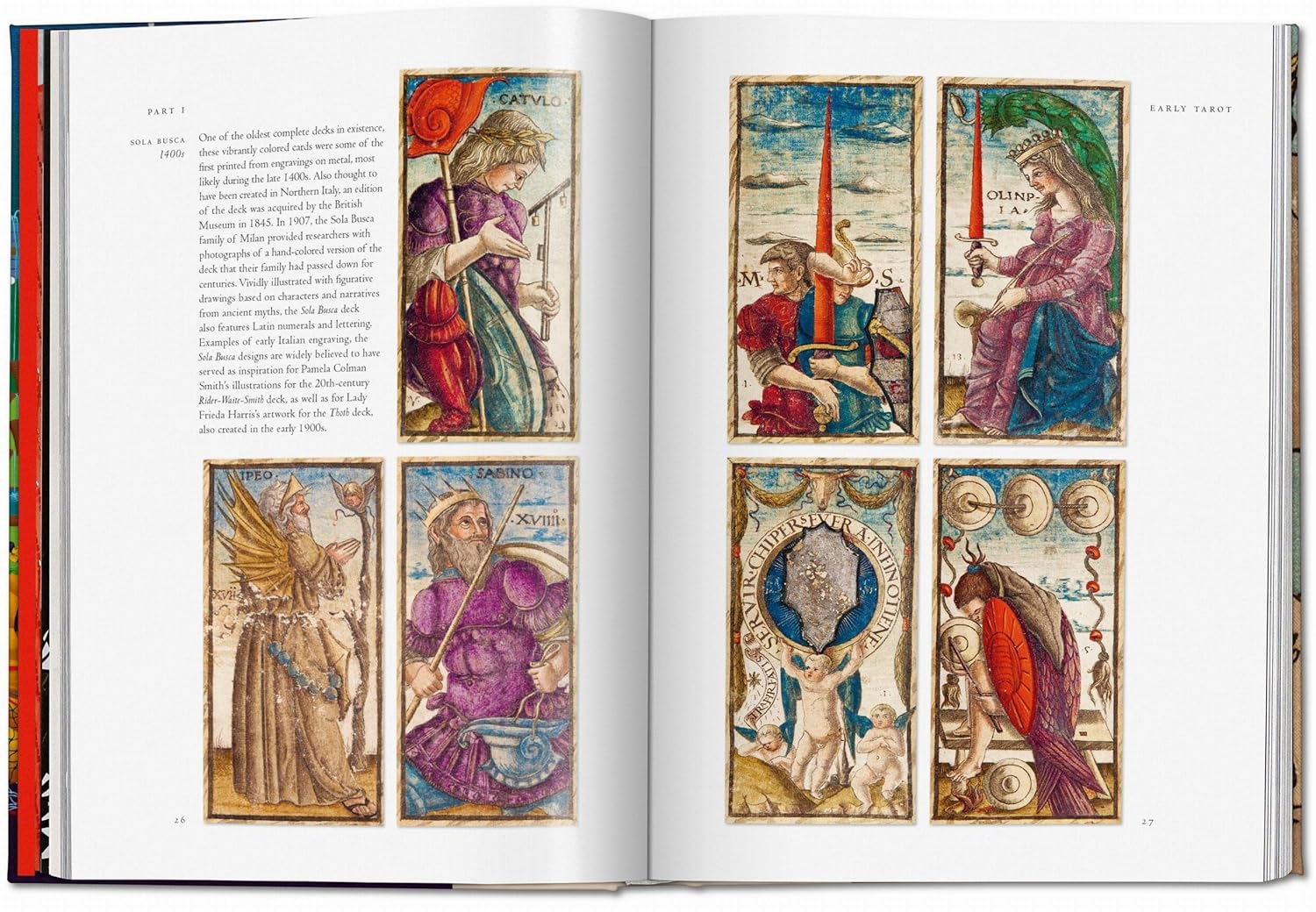 In this book from Taschen's Library of Esoterica, Jessica Hundley traces the history of Tarot. The reader is taken on a journey through cards and symbols behind more than 500 different decks and works of original art. The book features Tarot art and cards from Medieval times to modern eras. Hardcover 519 pages