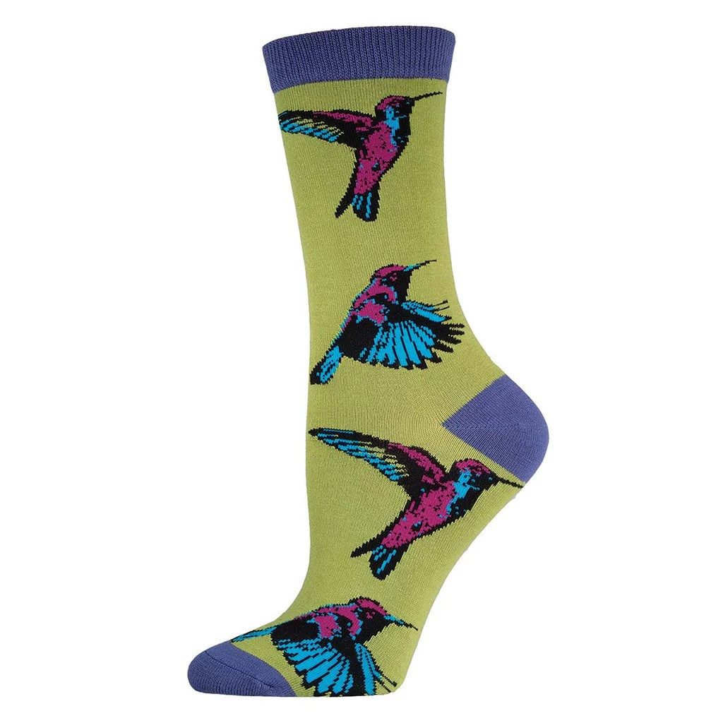 Celebrate a beloved SoCal resident, the Hummingbird, with these soft, comfortable socks. Suitably vibrant, these socks are made from a bamboo fiber blend, and are Forest Stewardship Council accredited for being sourced from responsibly managed bamboo forests. Women's Shoe Size 6-10.5 and Men's Shoe Size 5-9.