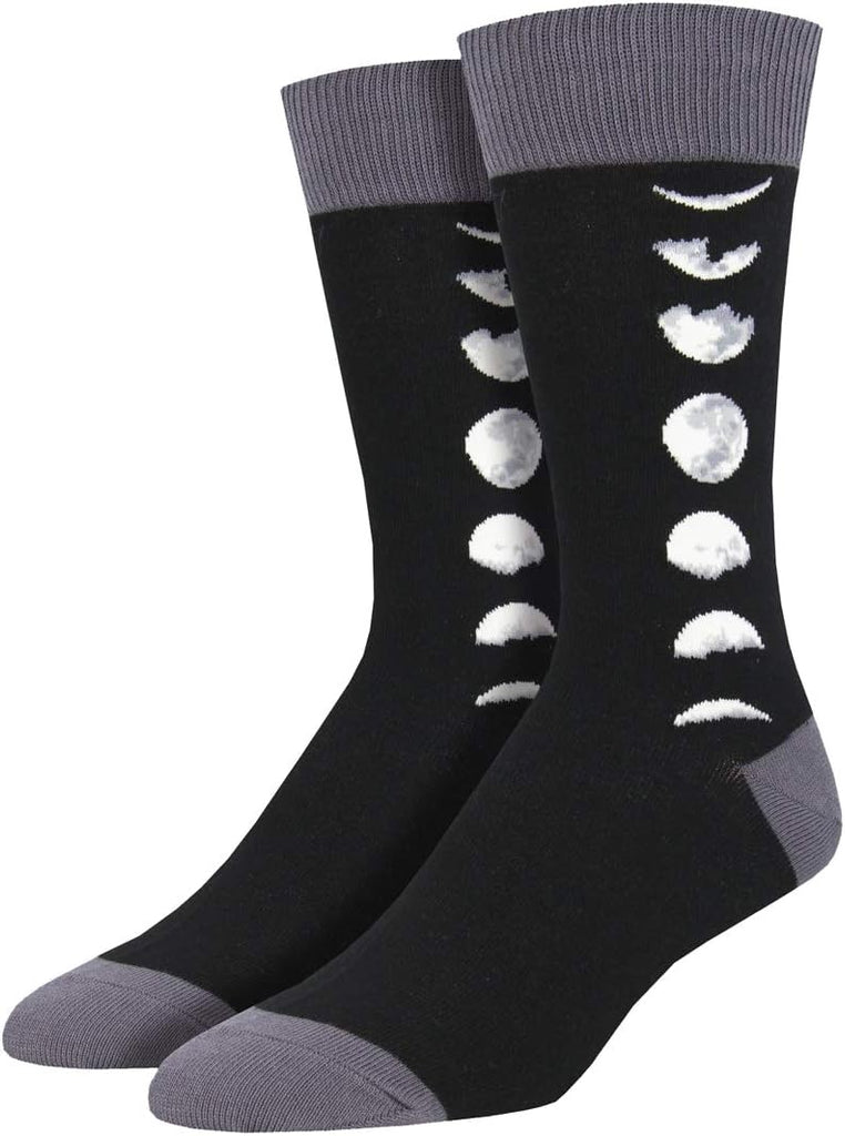 No matter which phase you find yourself in life, these socks with each moon phase will be perfect for any lunar event. Pair them with any color or style with their black background, and grey heel and toe. One size fits most. L/XL 10-13 (Women's Shoe Size 10.5+ and Men's Shoe Size 9-13) 
