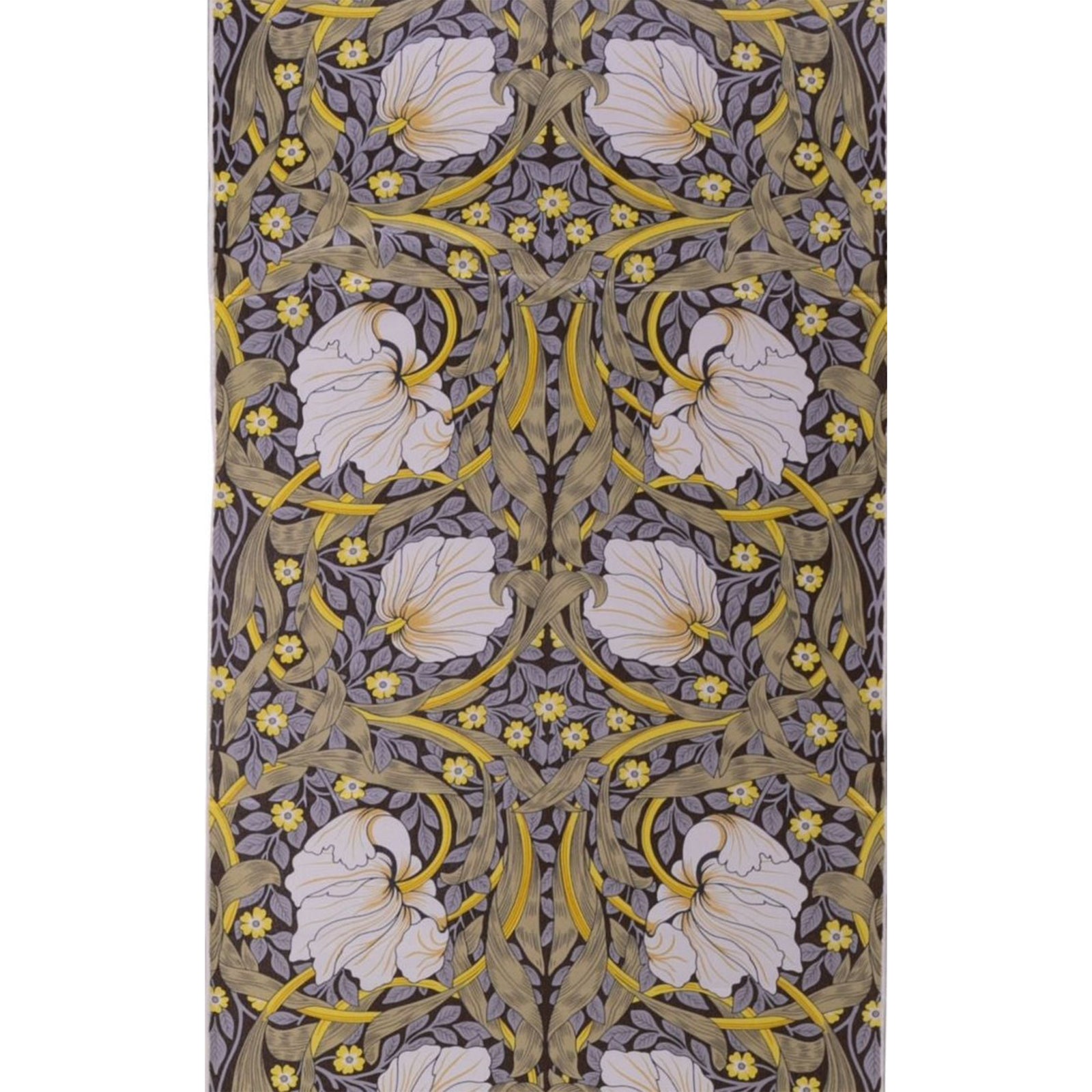 Decorative silk scarf with floral William Morris 'Pimpernel' pattern on a white background