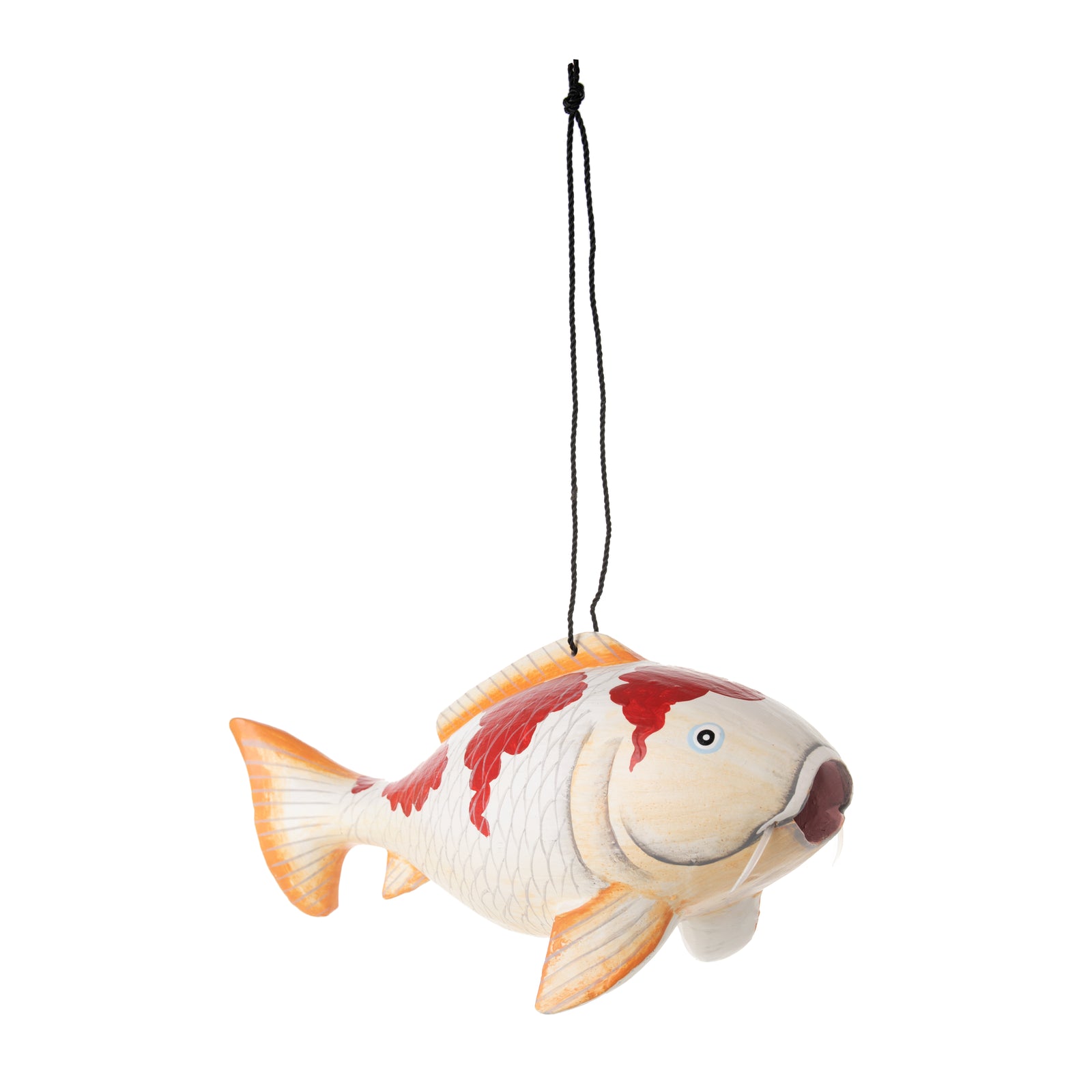 Can't afford a koi pond for your yard? No problem, add the koi's majestic beauty to your outdoor area with a koi fish birdhouse.  This wooden koi birdhouse is sure to delight the birds that visit, while adding color and whimsy to your yard. Comes ready to hang.  Dimensions: approx. 14" x 5" 6.5" 