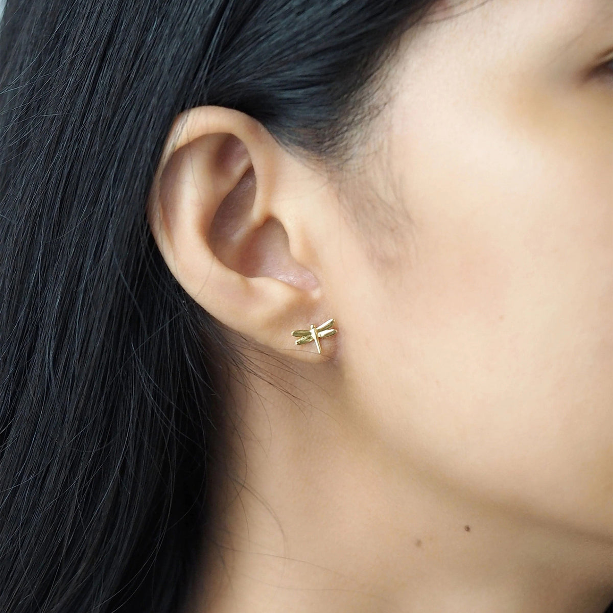 GOLD DRAGONFLY STUD EARRINGS