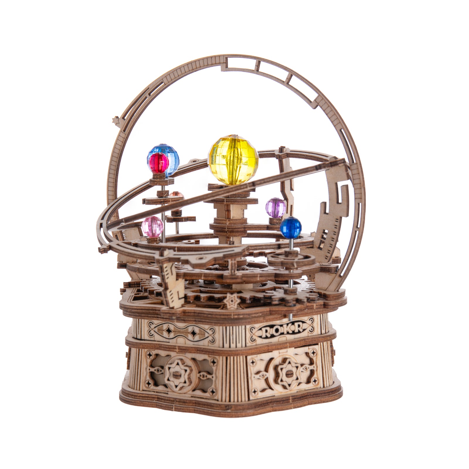 Appreciate the beauty of our solar system in the comfort of your own home. This music box model kit combines the beauty of art, science, and music—and it’s a fun project to build yourself or with friends. Combines the joy of assembling a puzzle with the magic of an orrery. Assembled size: 5.31" x 5.31" x 6.1". Ages 14+