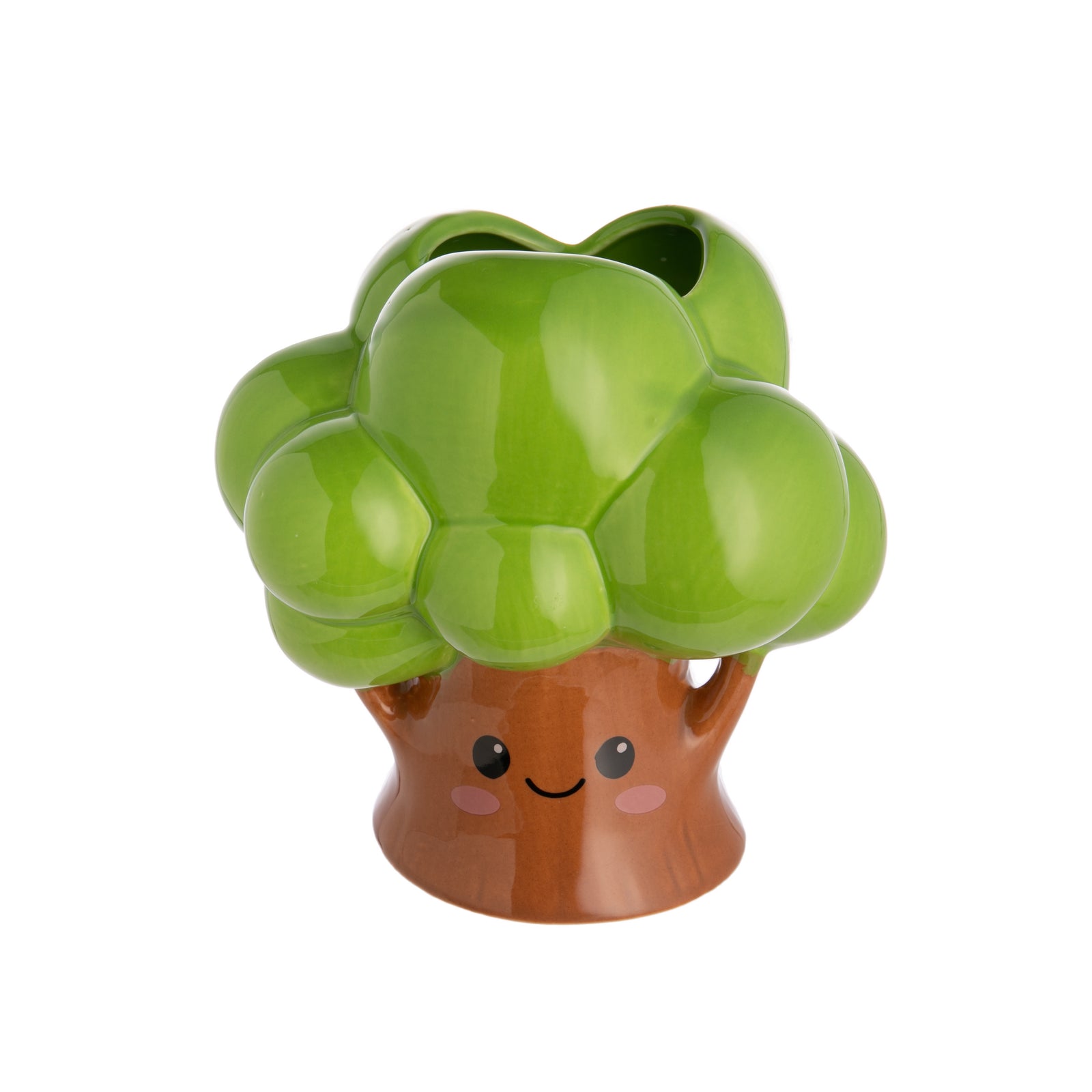 Bring the outdoors in, with this adorable Grove Tree ceramic planter. A sweet little face adorns the front of the ceramic planter, making your succulents and other indoor plants even cuter than normal. Dimensions of planter: approx. 3.5” x 3.5" x 2" Material: Ceramic
