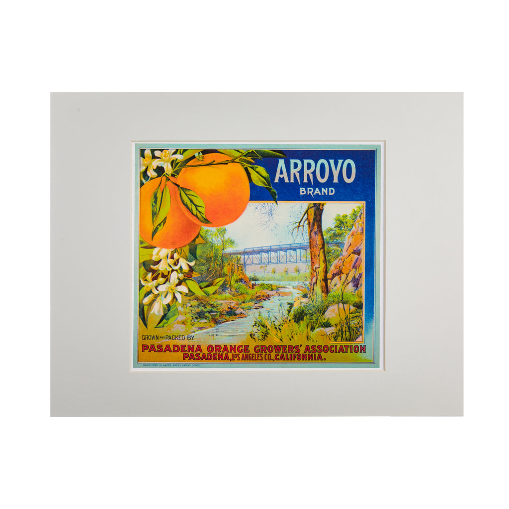 This high-quality print is a faithful reproduction of an original Arroyo Brand fruit crate label ca. 1910 - 1920. The original label is housed within the Jay T. Last Collection of Graphic Arts and Social History at The Huntington. Print size: 8.5" x 7.5". Mountboard size: 14" x 11" Exclusive to The Huntington Store.