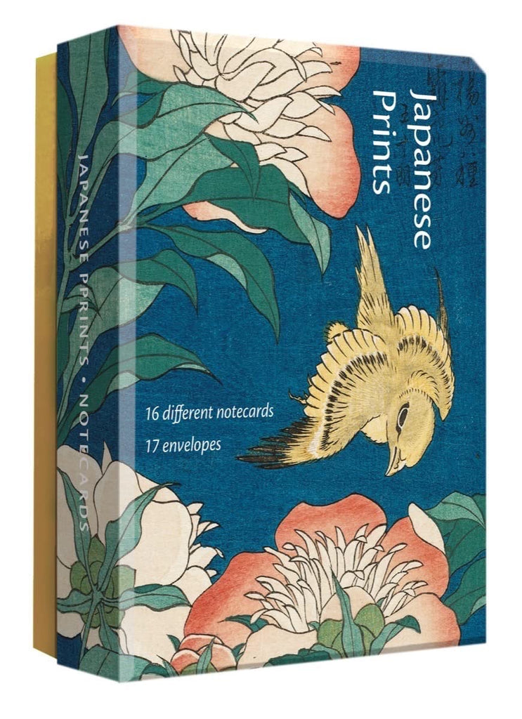 A notecard set featuring Japanese prints by masters like Hokusai and Hiroshige. These notecards illustrate 16 prints from the Museum of Fine Arts, Boston. The front of each card features a print, while the back shows the print along with caption. Landscape, nature, and fantasy themes. 16 cards 4.7" x 1.5" x 6"