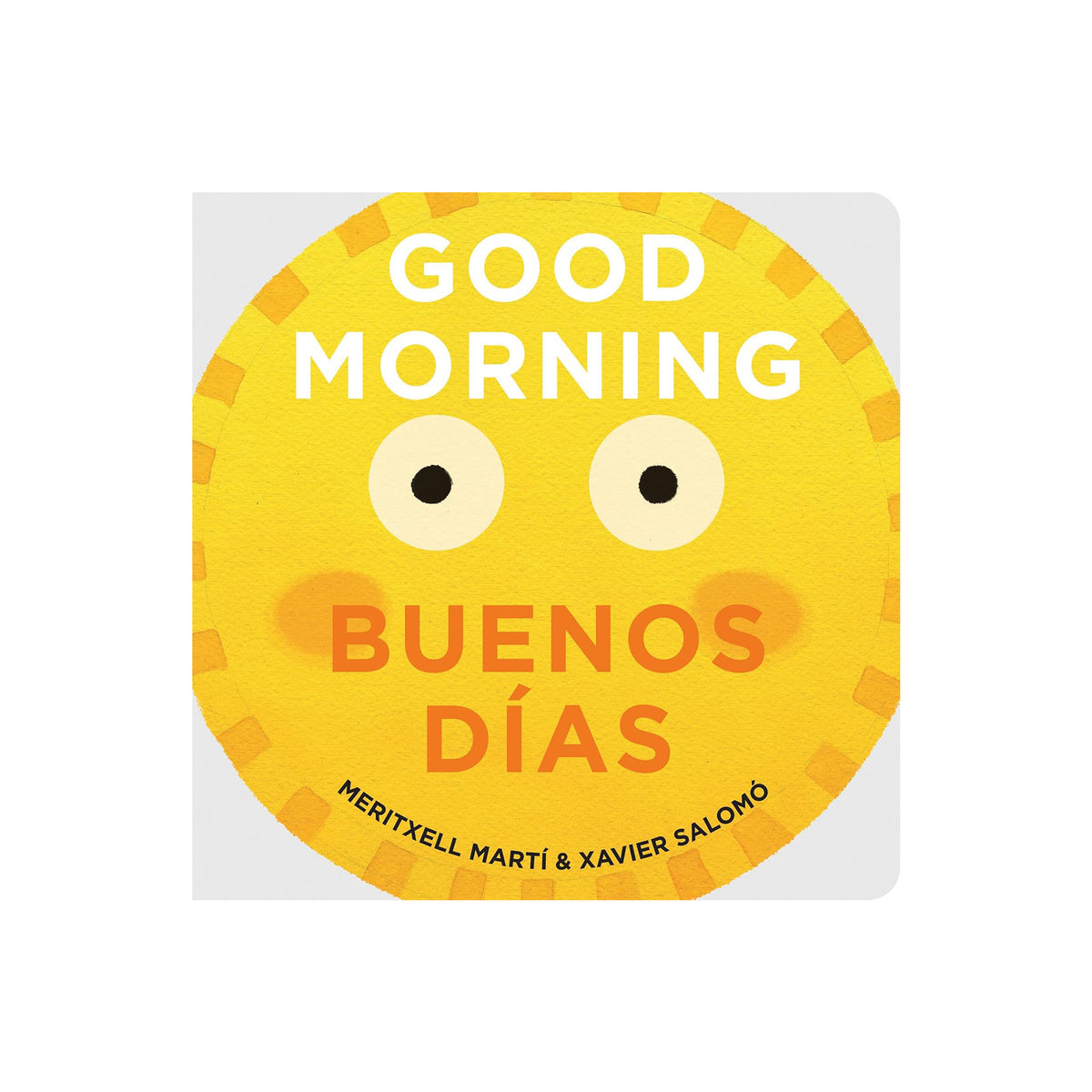 Book cover with a yellow face design and text 'Good Morning Buenos Dás' on a white background
