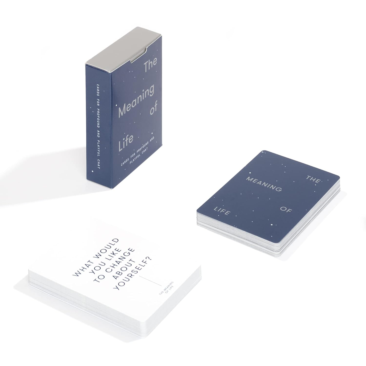 A pack of prompt cards to help us understand what truly matters through deep and reflective questions. Use them as a party game or just use them to self-reflect. The questions of life you've been meaning to answer may very well be inside this card pack! 52 cards Ages: 18+