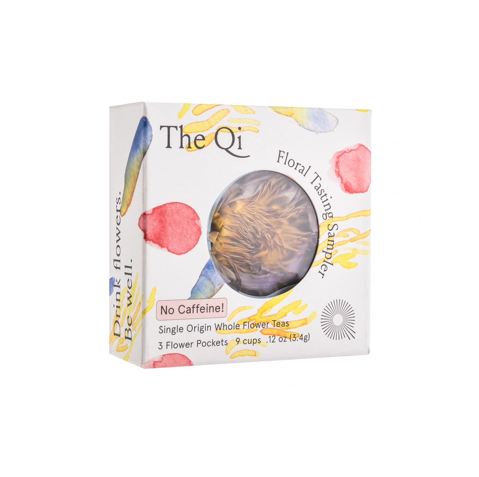 This tasty and stunningly beautiful whole-flower tea is the purest floral tea you will ever taste. This handy sampler box allows you to try three of the most popular floral flavors, containing one flower pocket of Shangri-la Rose, Royal Chrysanthemum, and Blue Lotus. 