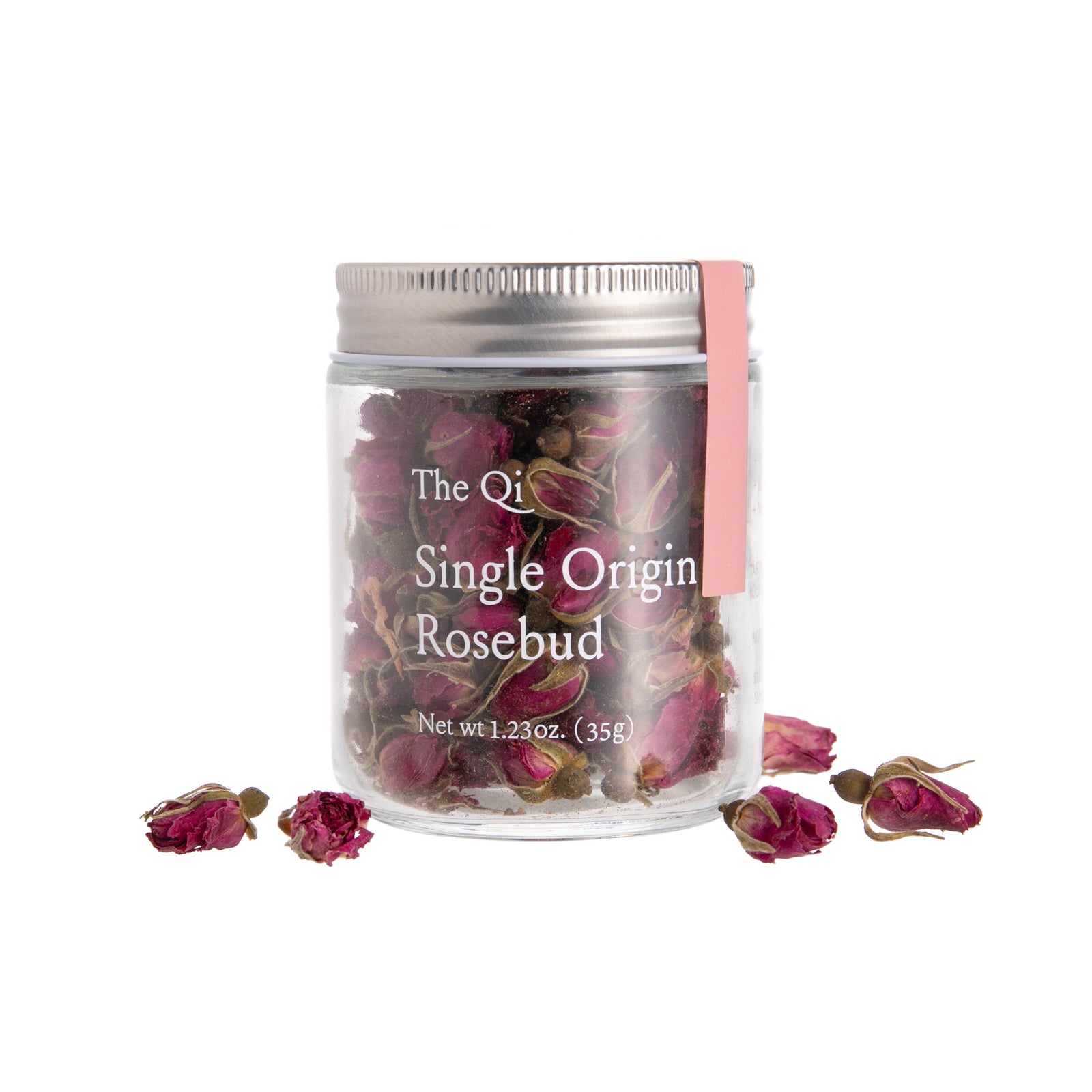 Known for its potential health benefits, rosebud tea is often associated with relaxation, improved digestion, and an increased sense of well-being. Infuse these rosebuds in hot water to release a delicate, fragrant aroma offering a delightful and soothing tea experience. Ingredients: dried rosebuds. 1.23-oz. glass jar.