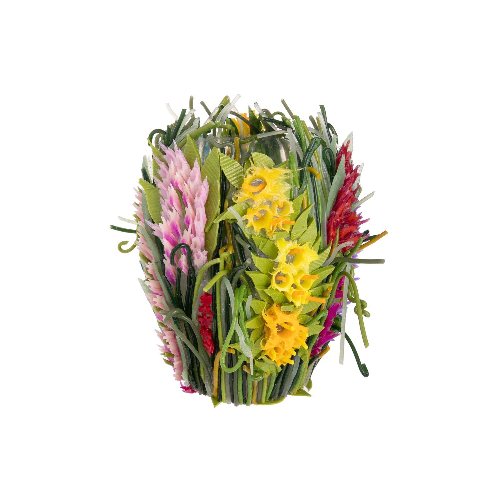 Brightly colored hand-painted flowers adorn this unique silicone art vase. Crafted entirely by hand in Italy, this distinctive piece will add a captivating touch to any room. Please note: vase may differ slightly from the photo. Material: 100% silicone. Dimensions: 8.7" x 9.9". Made in Italy.