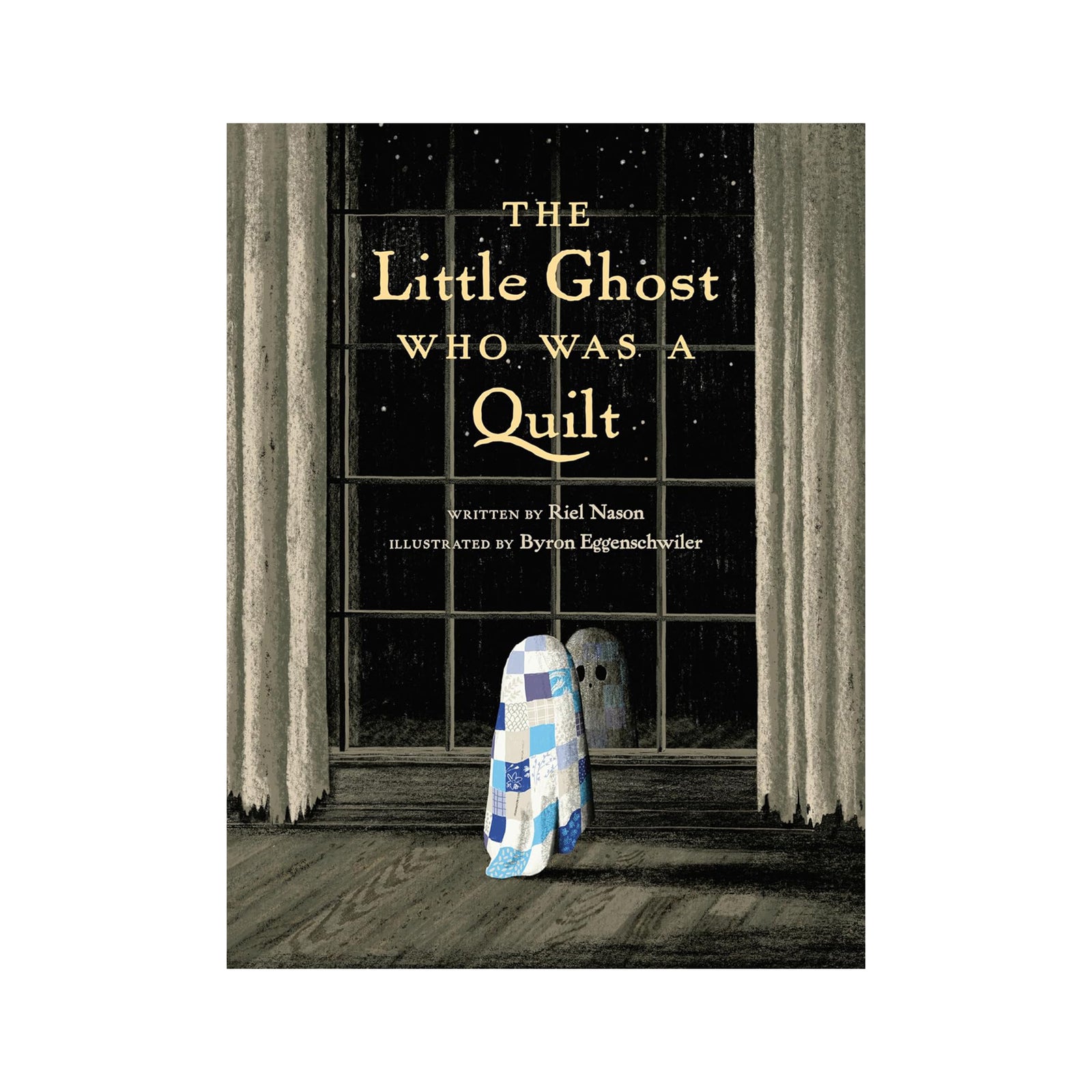 Book cover of 'The Little Ghost Who Was a Quilt' with ghost and quilt design.