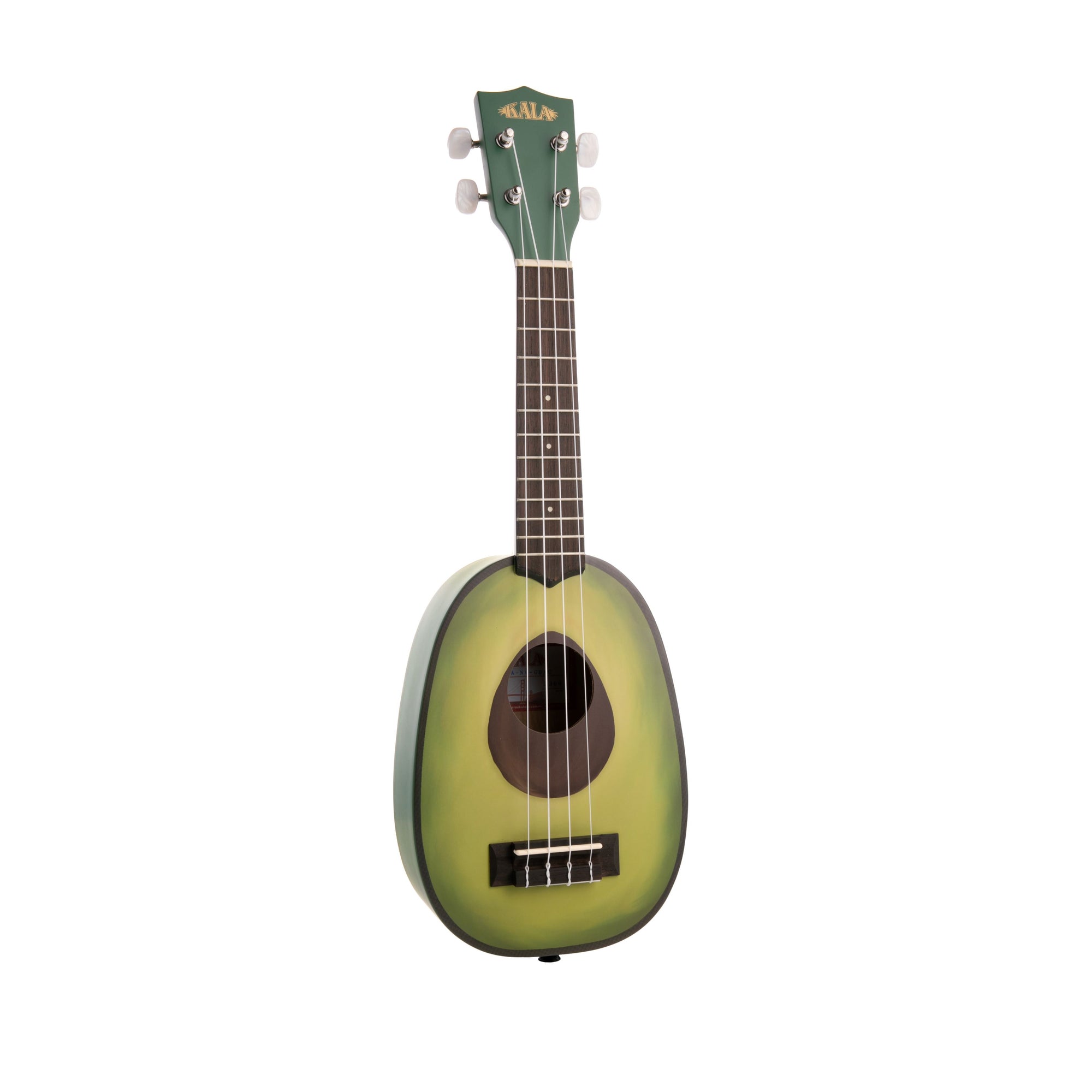 Avocado Ukelele is the new avocado toast, haven't you heard? Run, don't "guac" to get your hands on one. This Soprano Ukelele in avocado form is a gift for serenading others at the beach or to play at the nearest avocado festival. Dimensions: approx. 21" x 7" Material: Mahogany, Rosewood, Satin finish
