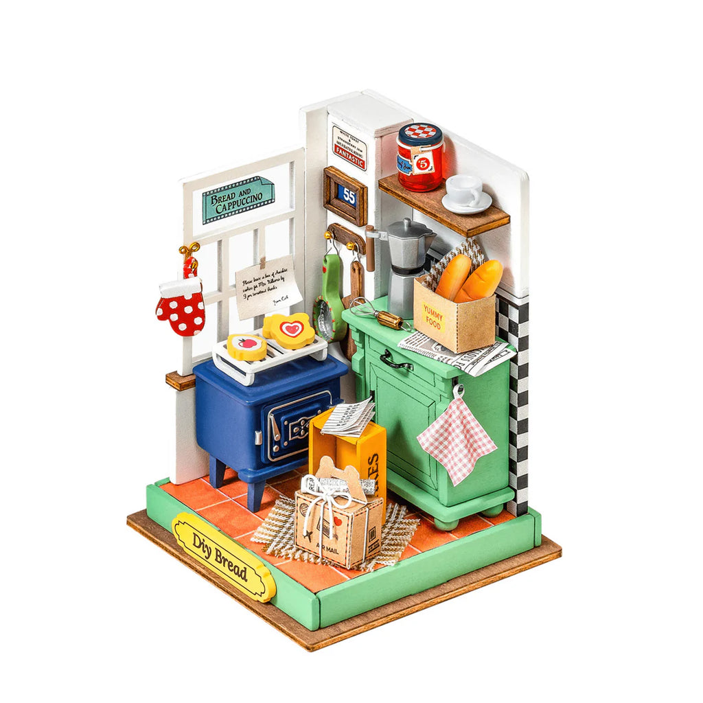 This DIY miniature model kit captures the essence of cozy baking moments. With its compact size and all necessary pieces included, it makes the perfect beginner kit. From tiny loaves of bread and mixing bowls to a miniature furnace, it's a sweet reminder of the joy and warmth found in the kitchen. Ages: 14+ 